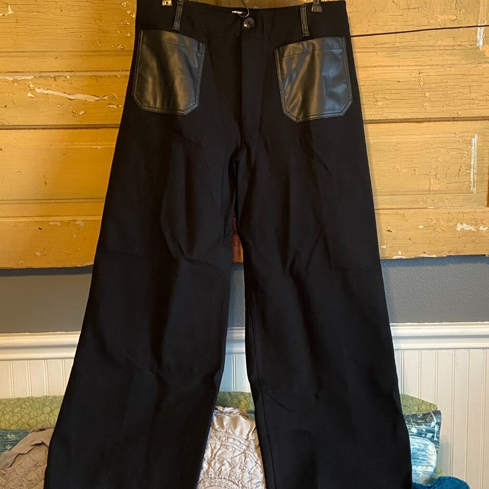 The Colette Cropped Wide-Leg Pants by Maeve: Merrick White Faux-Leather Pocket E - Picture 15 of 15